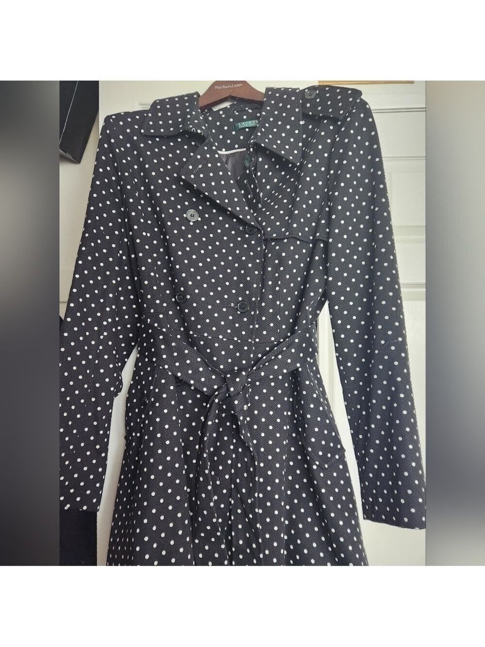 New Lauren Ralph Lauren Polka Dot Trenchcoat sz XL
